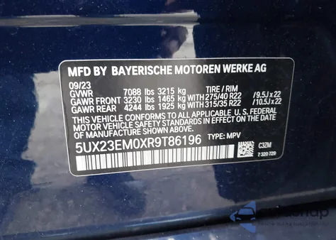 2024 BMW X7 xDrive40I from USA, damaged, VIN 5UX23EM0XR9T86196